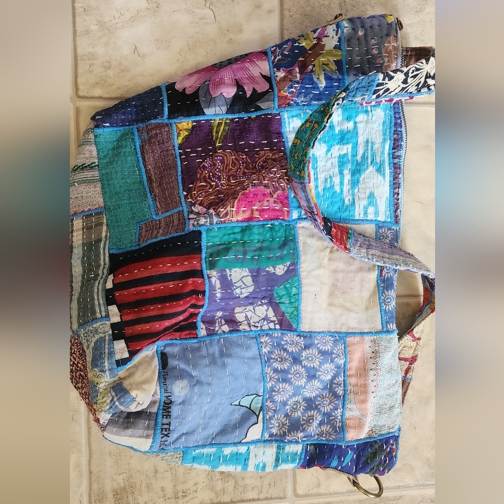 Vienna Upcycled Blue Patchwork Tote